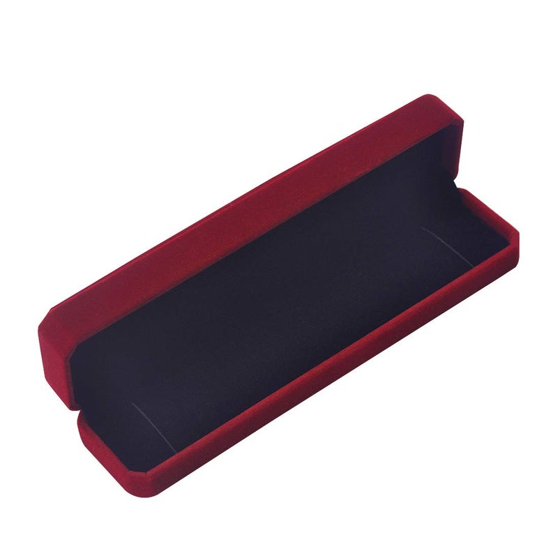 iSuperb 2 Pcs Long Red Velvet Necklace Box Chain Bracelet Boxes Cases 8.7x1.6x2inch Jewelry Display Storage Gift Box - Image 4